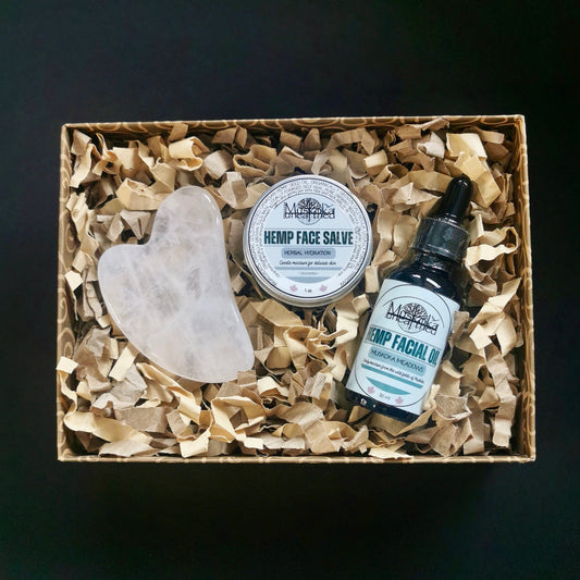 Muskoka Meadows Gentle Hemp Face Care Set w/ Rose Quartz Gua Sha