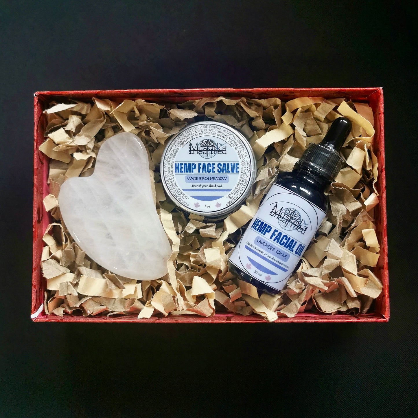 Lavender & Birch Hemp Face Care Set w/ Rose Quartz Gua Sha