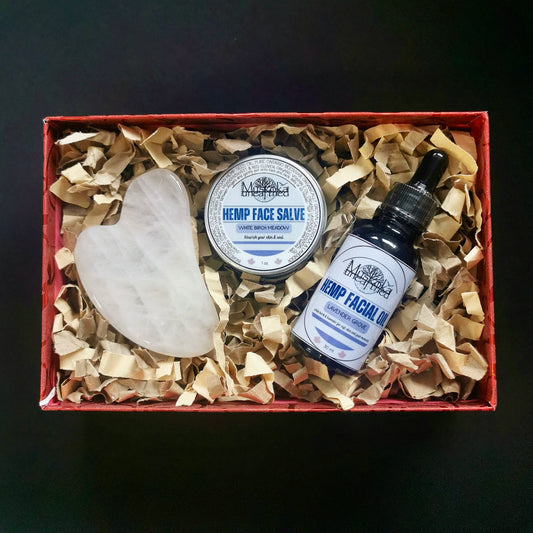 Lavender & Birch Hemp Face Care Set w/ Rose Quartz Gua Sha